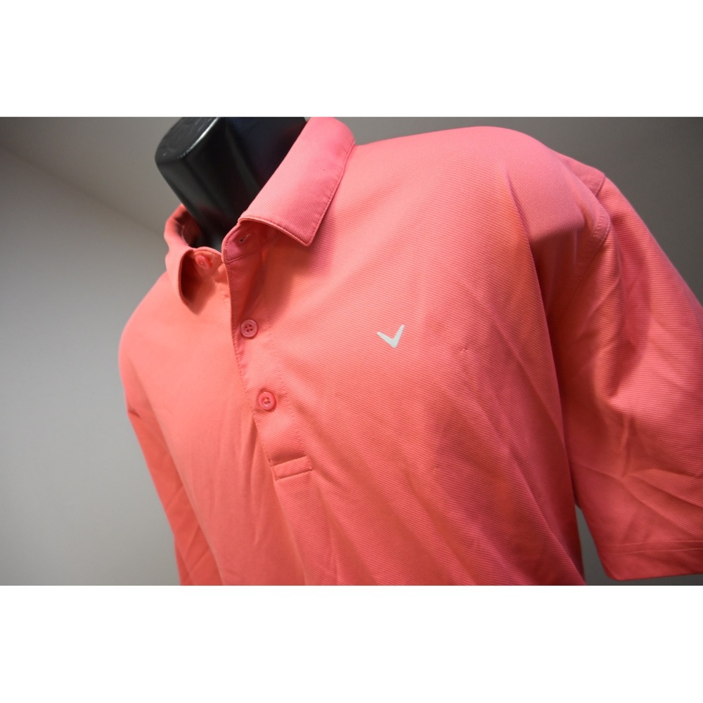 Callaway Golf Polo Shirt Mens XXL Coral Pink Opti-Dri Short Sleeve Excellent